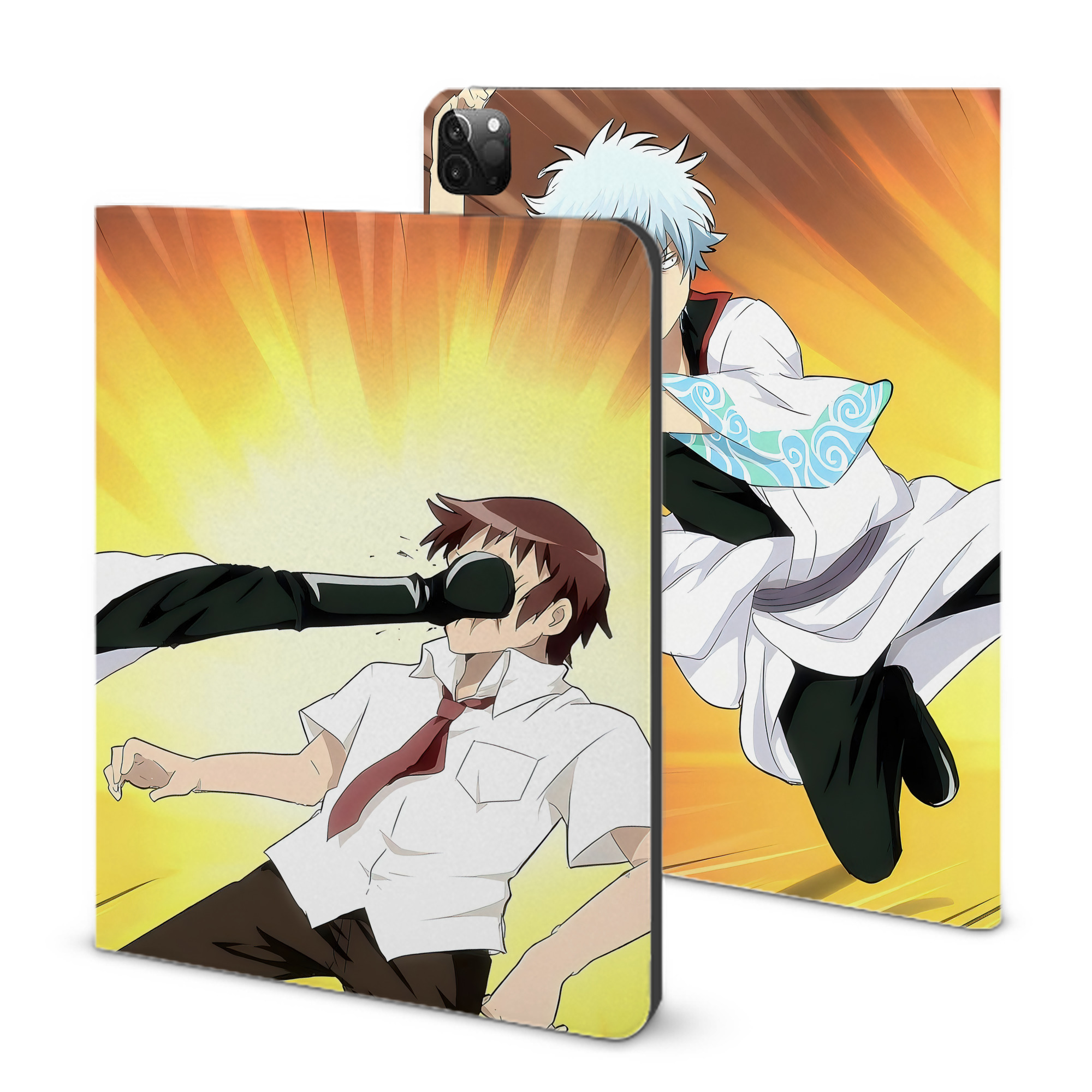 （画像用） ぎんたま 坂田銀時（さかたぎんとき） 神楽 志村新八（しむら しんぱち） GINTAMA Sakata Gintoki Kagura Shimura Shinpachi IPadケース ペンホルダー付き ブックスタイルデザイン